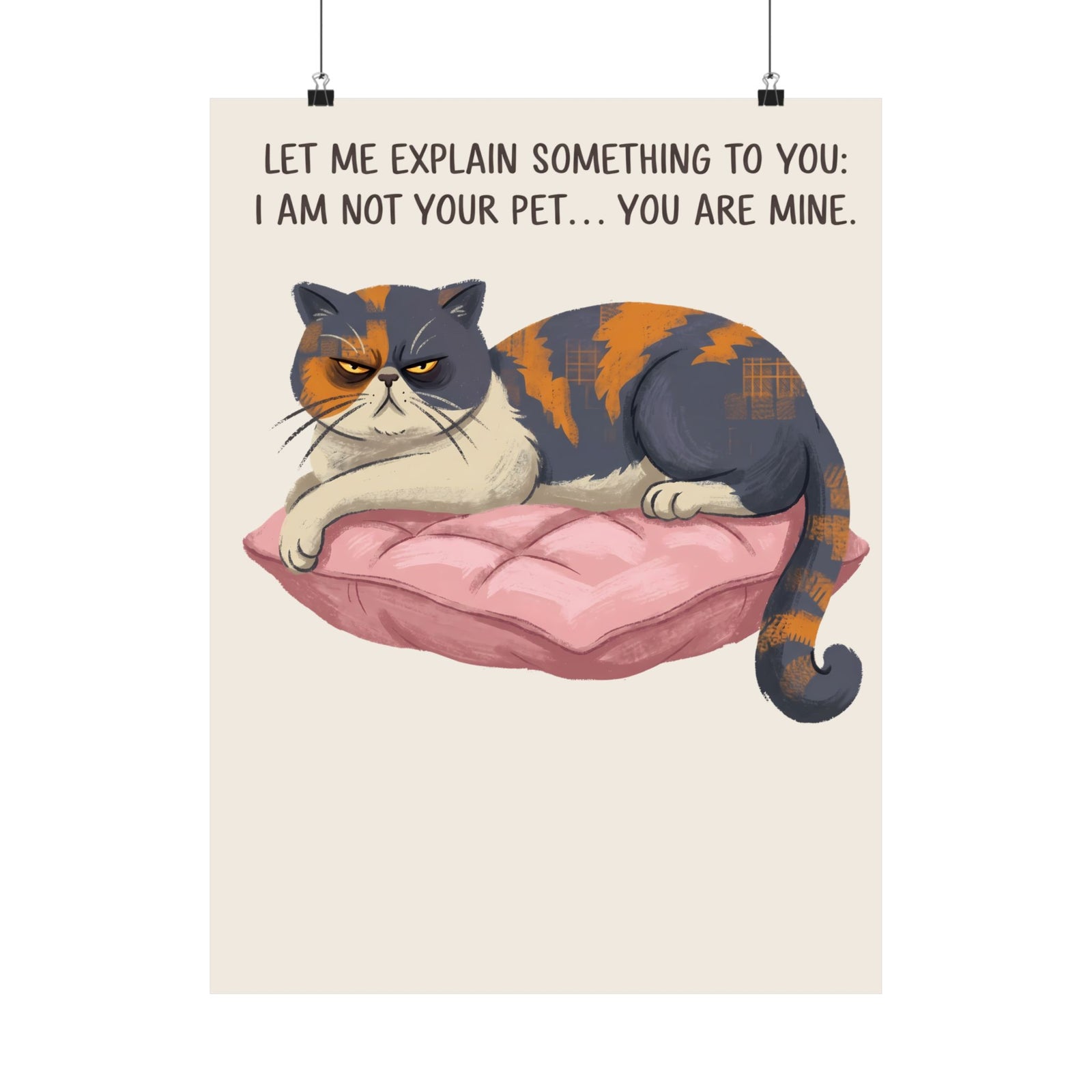 You Are Mine Cat Poster — Grumpy Exotic Shorthair Calico Graphic Poster