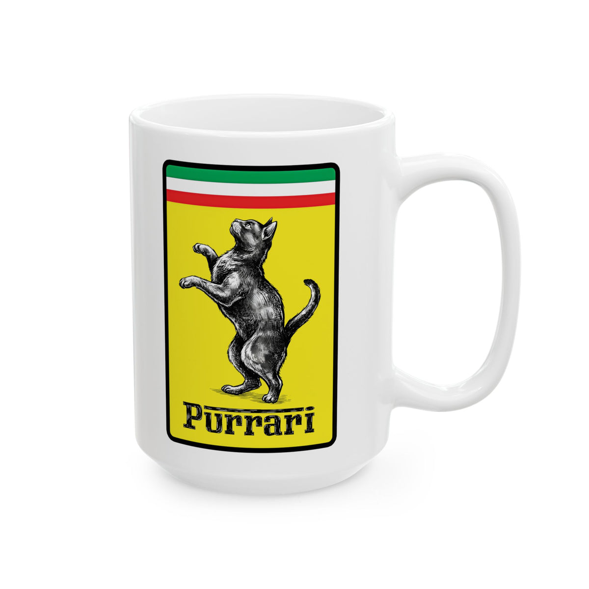 Purrari Mug — Cat Racing Graphic Ceramic Mug