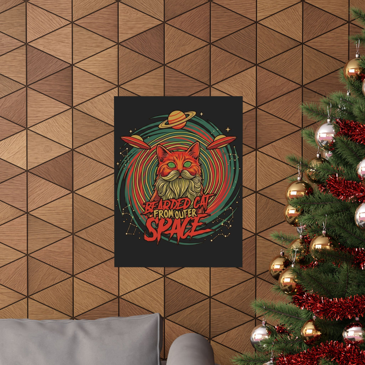 Bearded Cat from Outer Space Poster