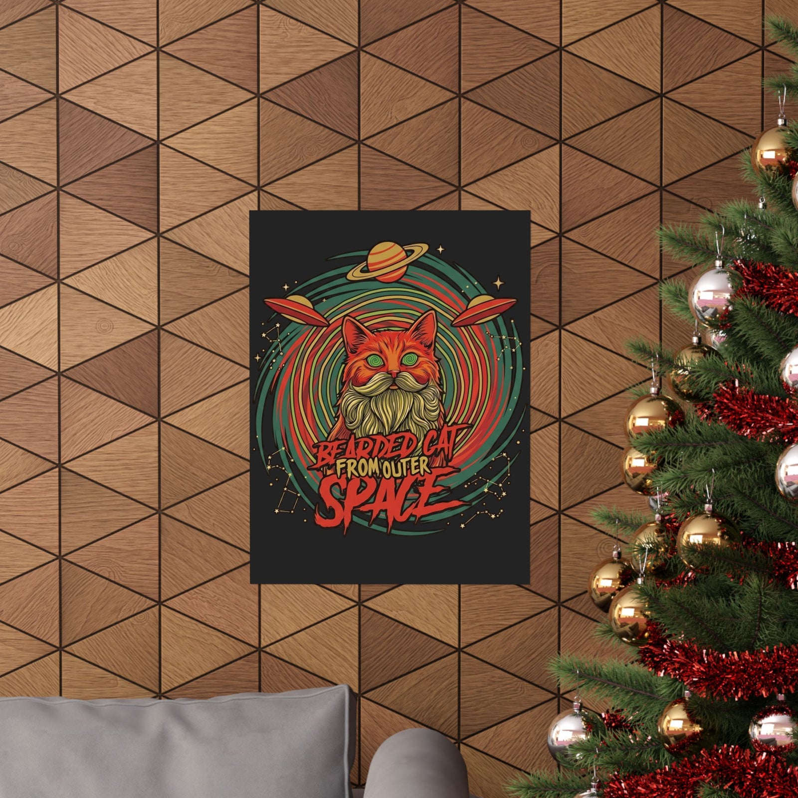 Bearded Cat from Outer Space Poster