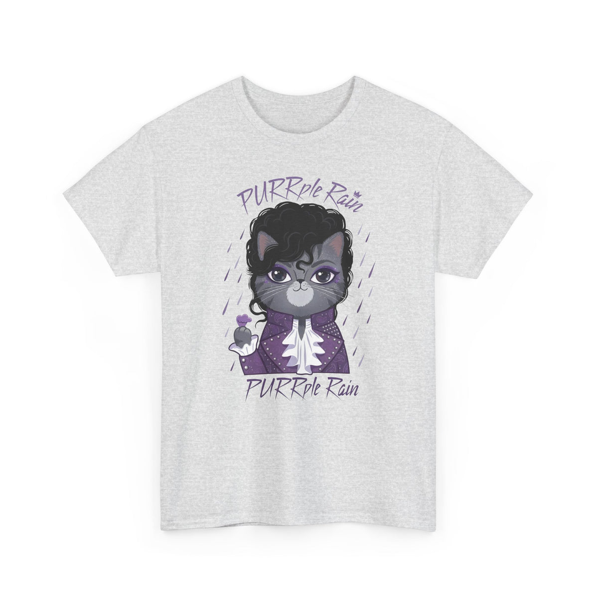 Purrple Rain Cat Parody T-Shirt — Cute Cat 'Purrple Rain' Graphic Tee