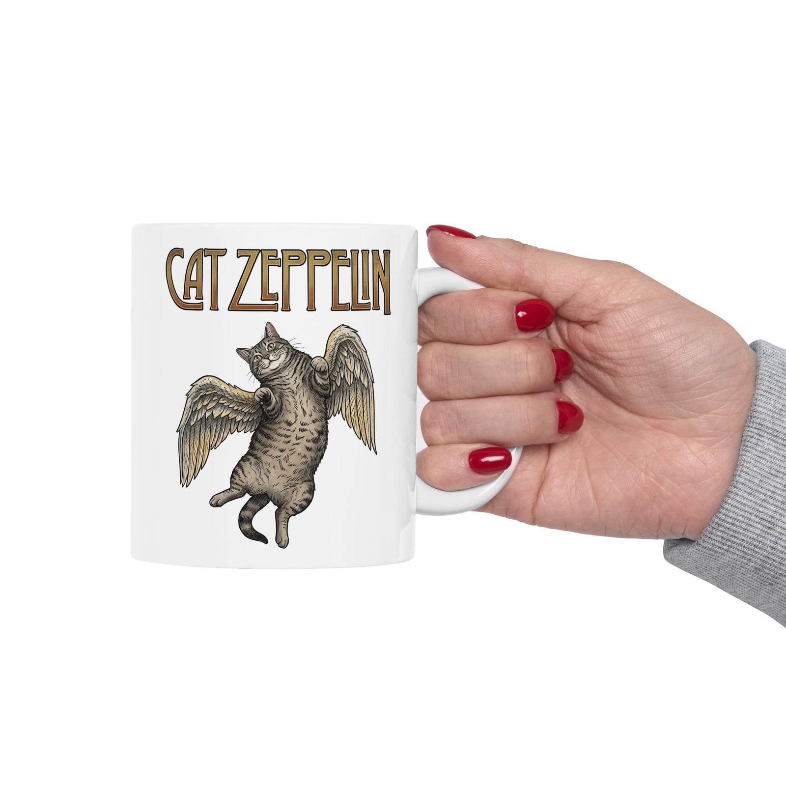 Cat-Zeppelin Ceramic Mug — Whimsical Cat Airship Design
