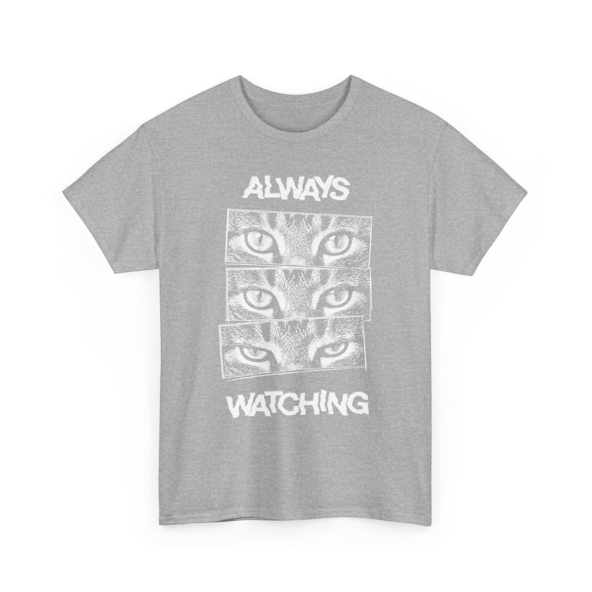 Always Watching Cat T-Shirt — Funny Grunge Black and White Feline Eyes Tee