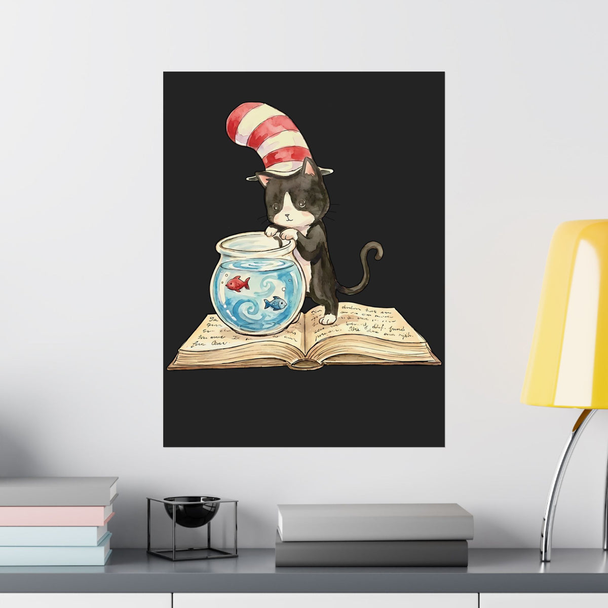 Tuxedo Cat 'Red Fish Blue Fish' Poster