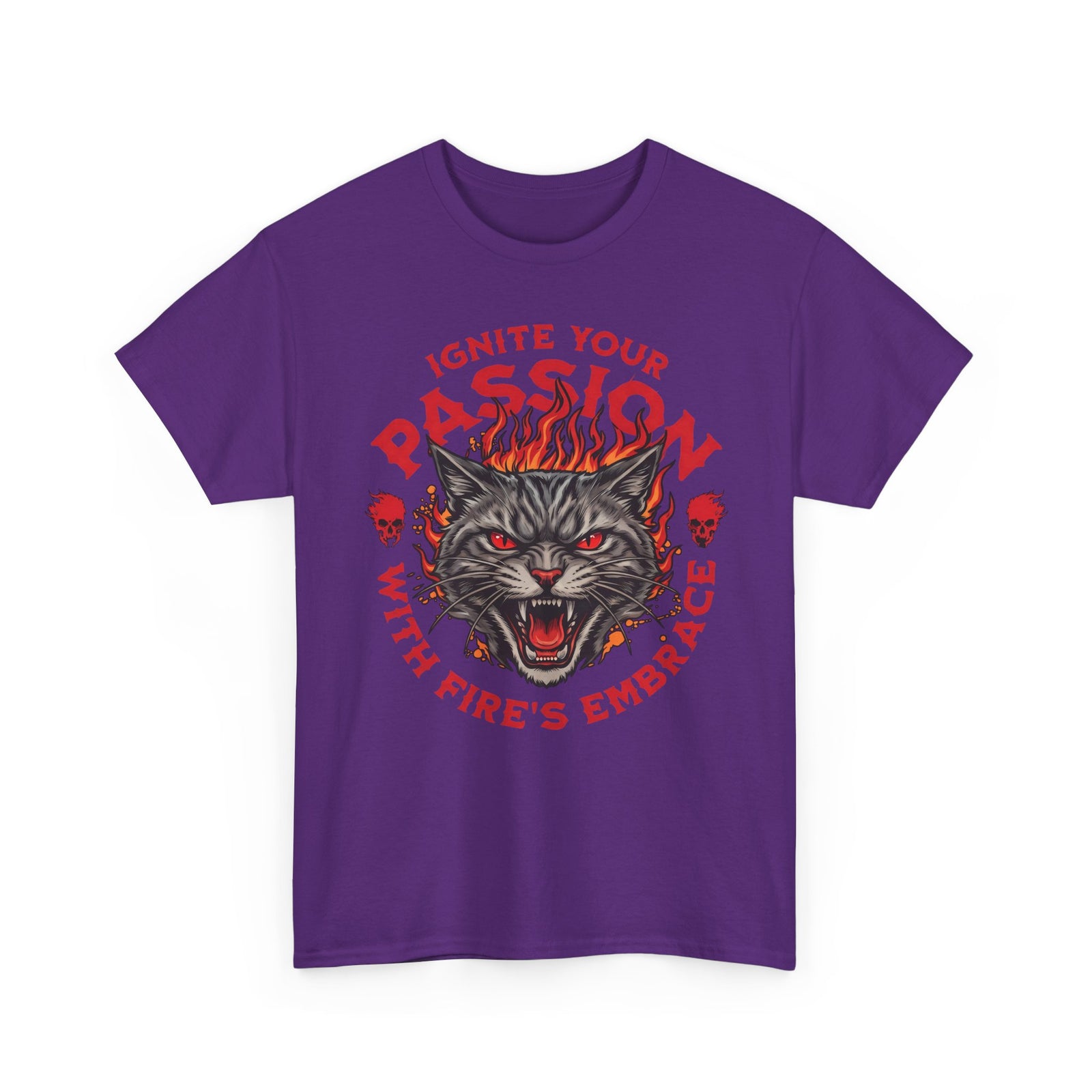 Ignite Your Passion T-Shirt — Flaming Heavy Metal Cat Gothic Tee