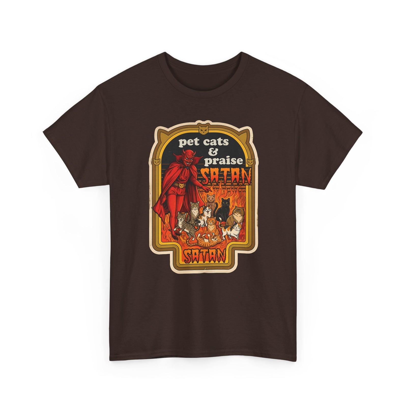 Pet Cats and Praise Satan T-Shirt — Gothic Cat Lover Tee