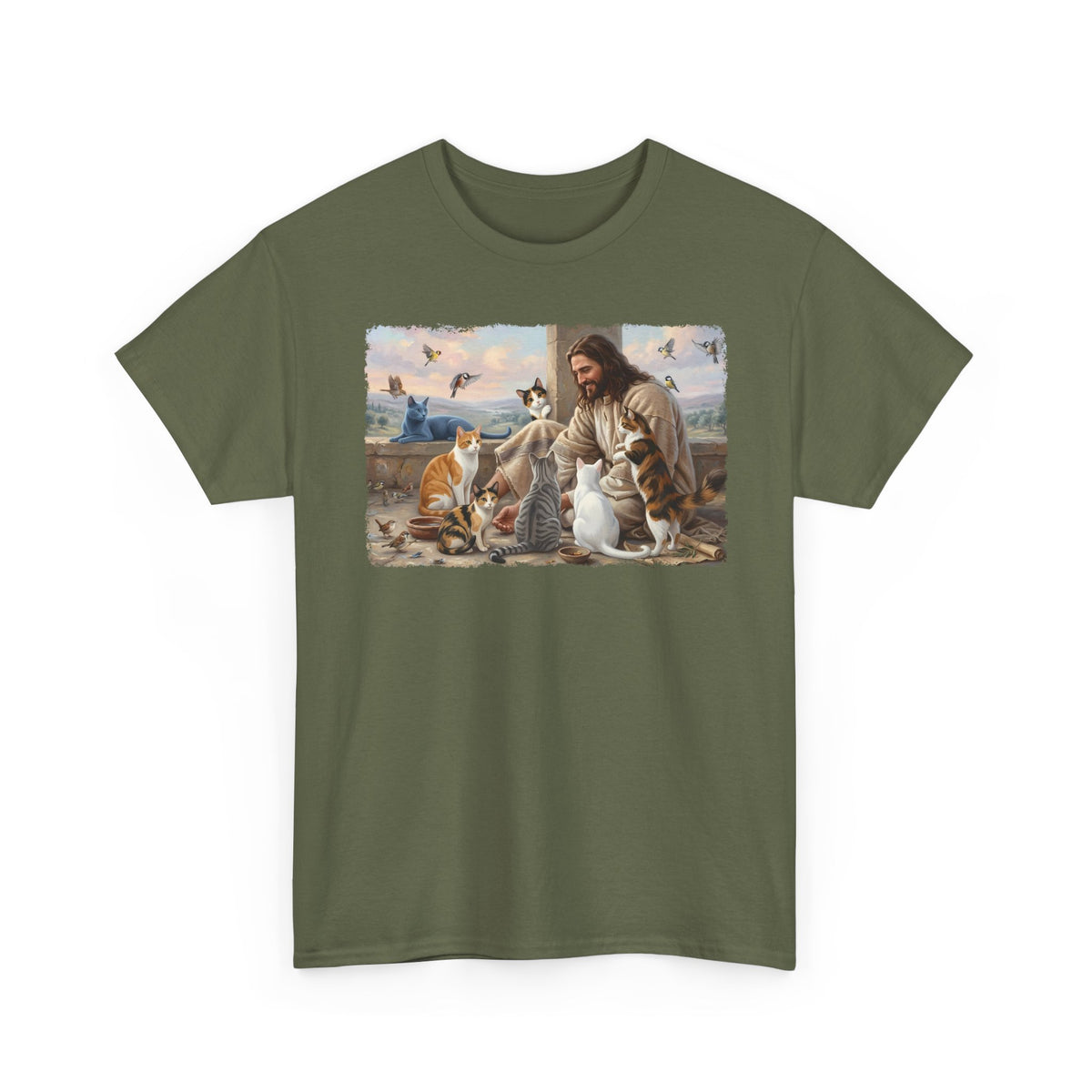 Jesus Surrounded by Cats T-Shirt — Religious Cat Lover Tee