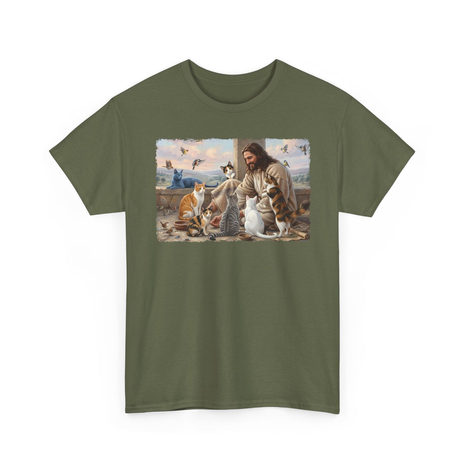 Jesus Surrounded by Cats T-Shirt — Religious Cat Lover Tee