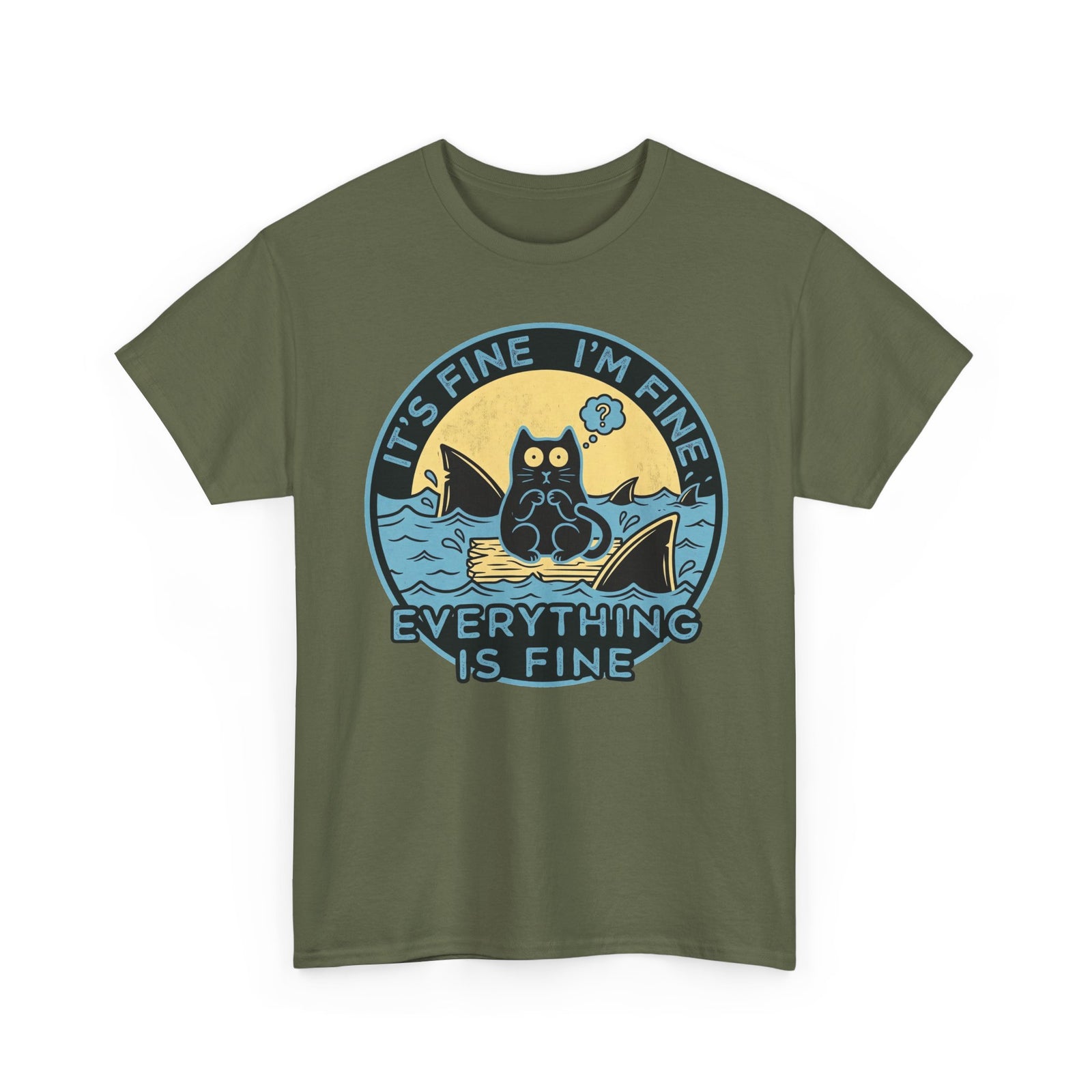 Everything Is Fine Cat Tee — Funny Retro Cat T-Shirt (It’s Fine I’m Fine)