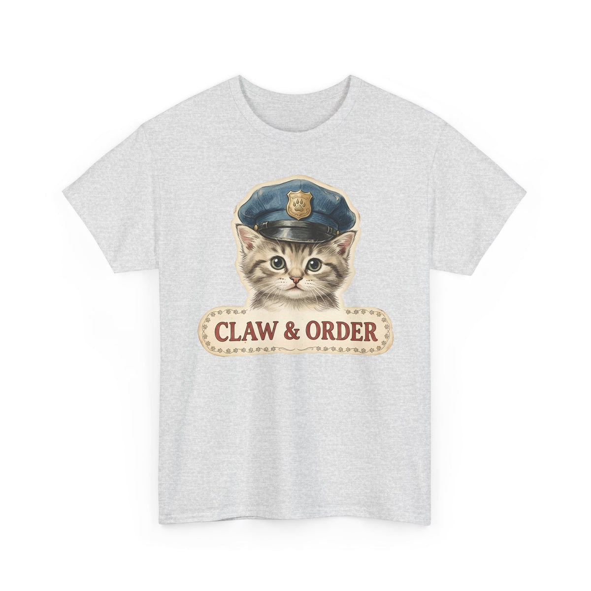 Claw and Order Cat T-Shirt — Funny Cat Crime Pun Tee