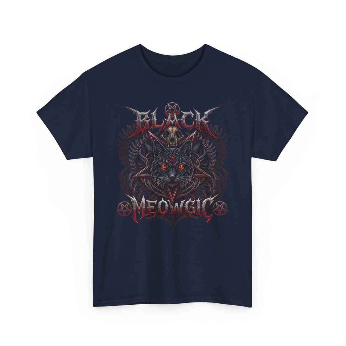 Black Meowgic Cat T-Shirt — Death Metal Occult Black Cat Tee