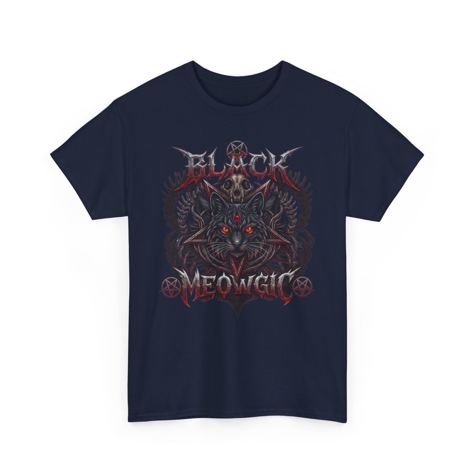 Black Meowgic Cat T-Shirt — Death Metal Occult Black Cat Tee