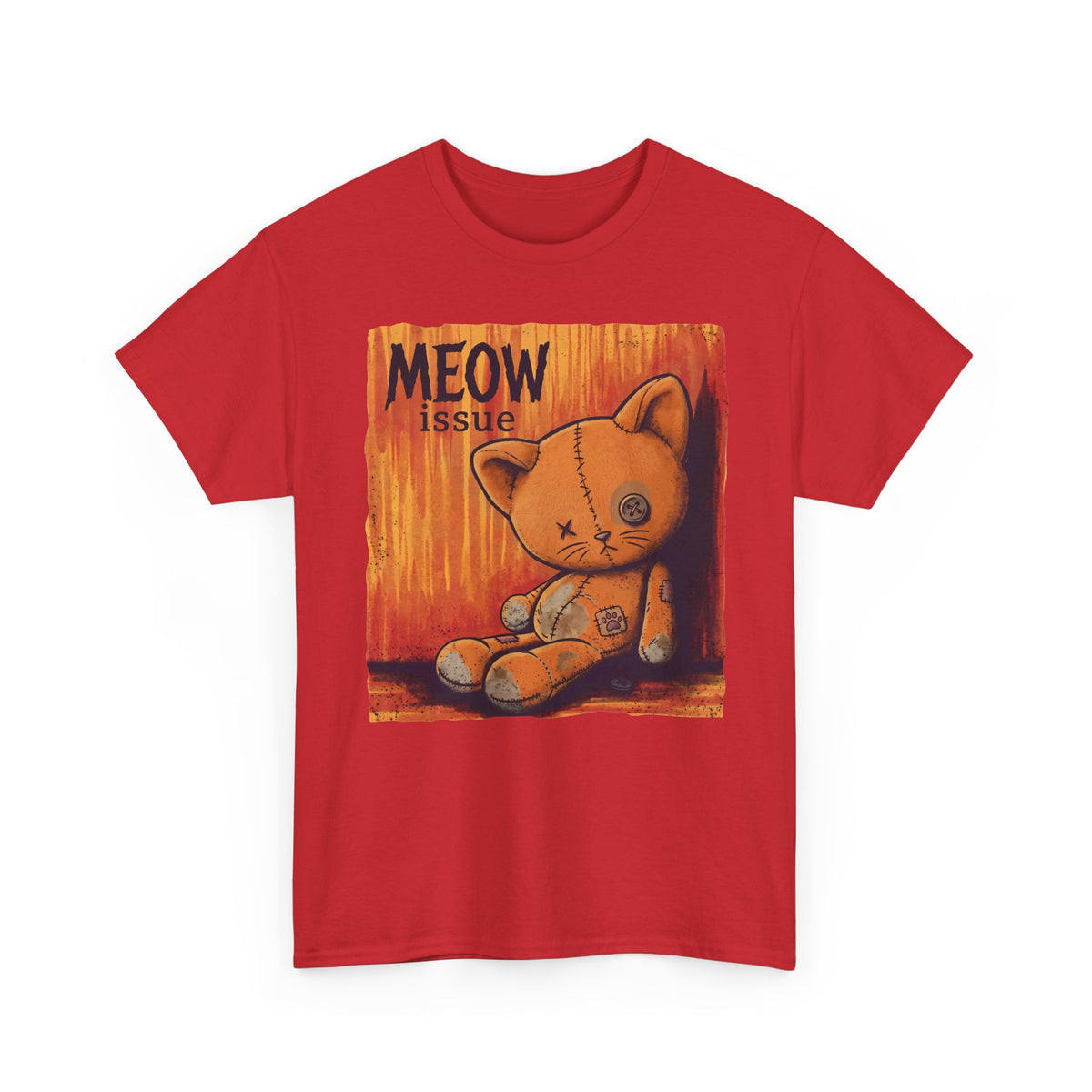 Meow Issue Stitched Plush Cat — Nu-Metal Parody Graphic Art
