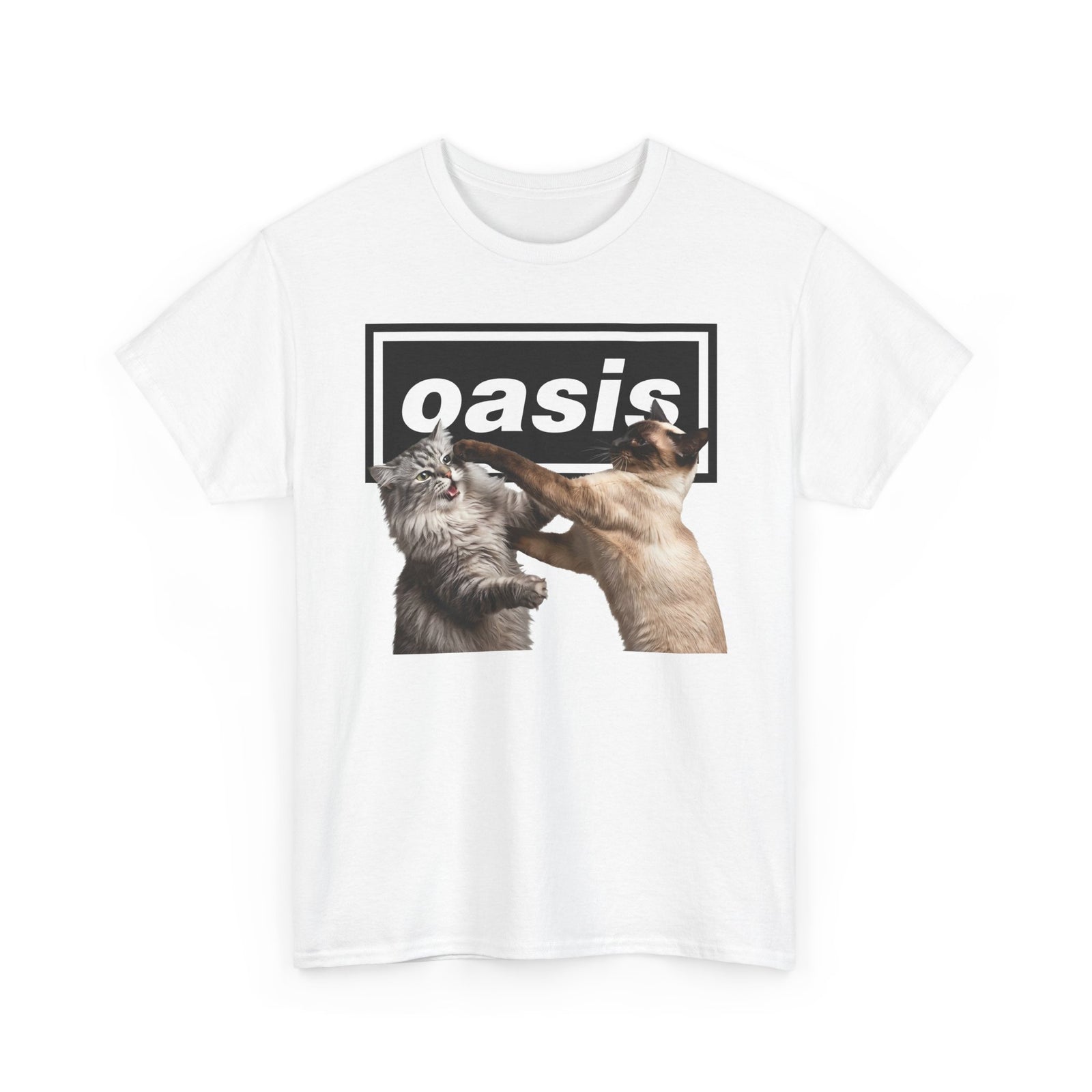 Oasis Cat Fight T-Shirt — Desert Cat Battle Graphic Tee