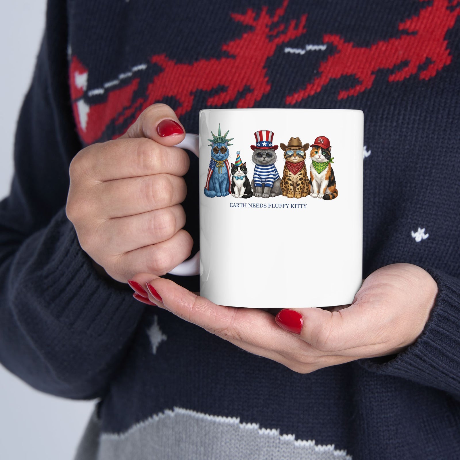 Earth Needs Fluffy Kitty Ceramic Mug
