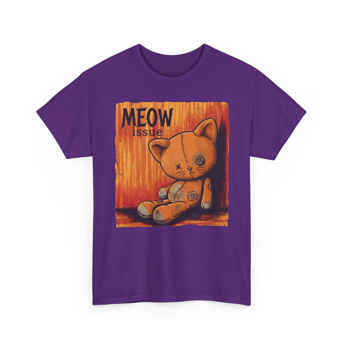 Meow Issue Stitched Plush Cat — Nu-Metal Parody Graphic Art
