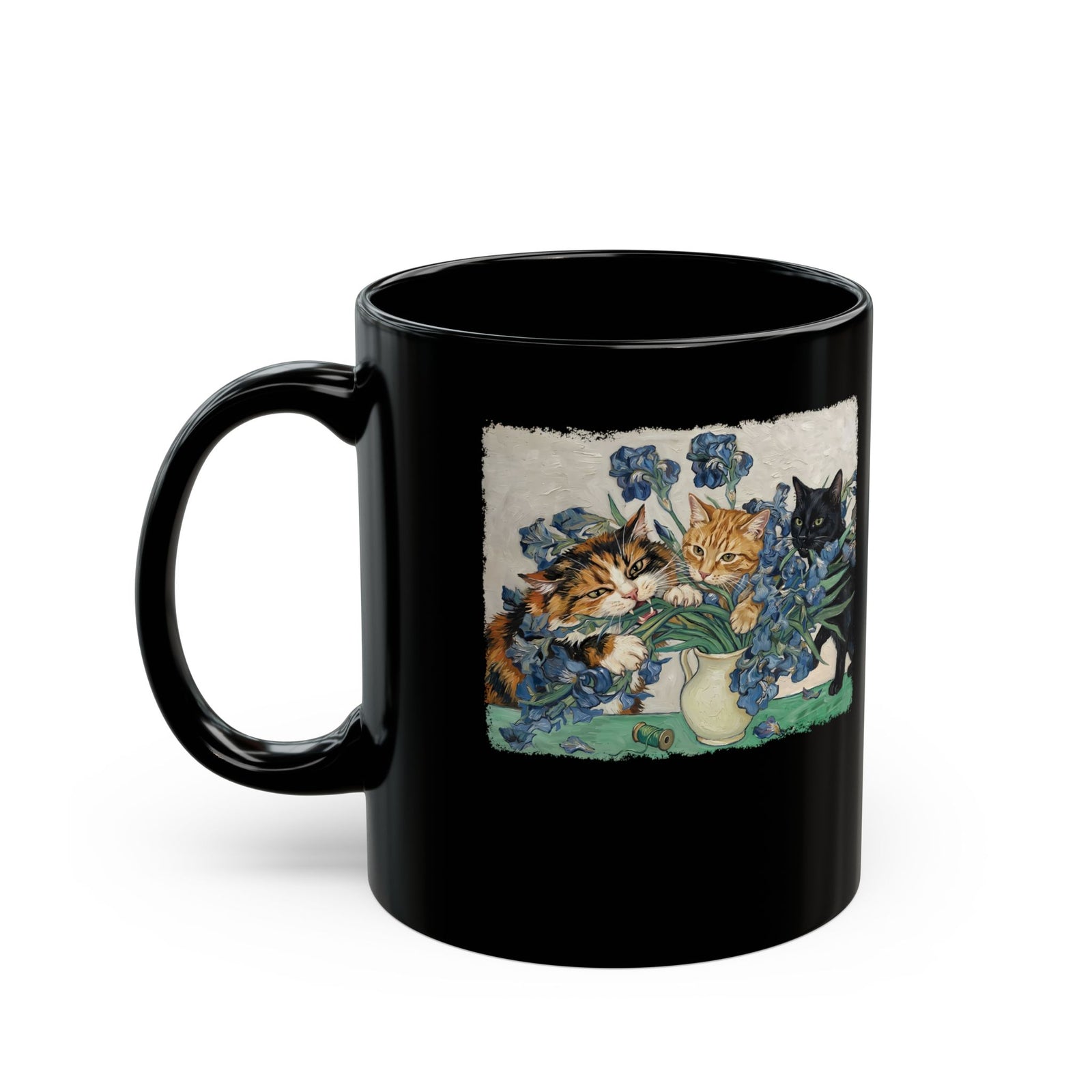Cats and Masterpiece Black Mug