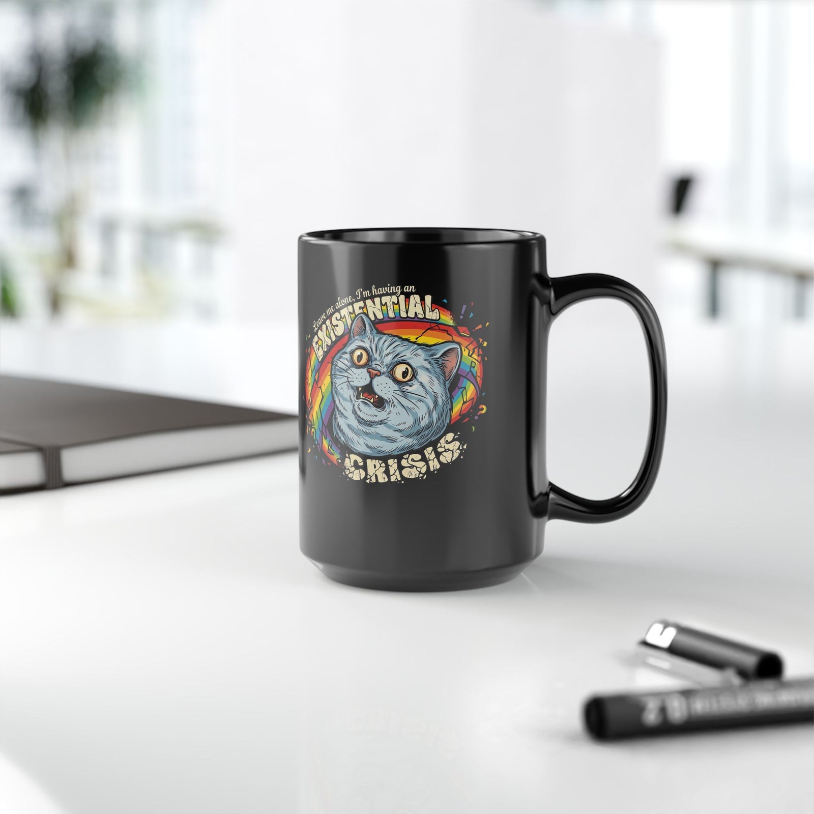 Funny Cat T‑Mug — "Leave Me Alone, I'm Having an EXISTENTIAL CRISIS"