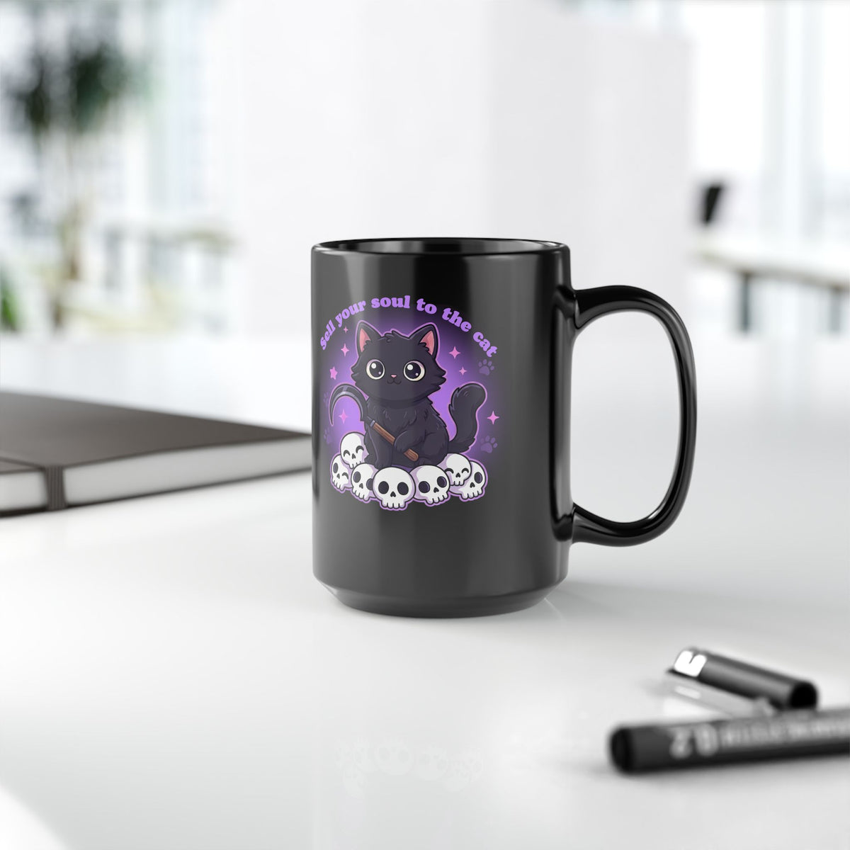 Sell Your Soul to the Cat Black Mug — Funny Cat Lover Mug