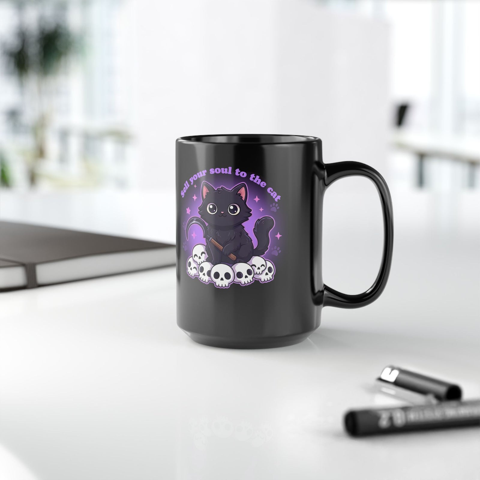 Sell Your Soul to the Cat Black Mug — Funny Cat Lover Mug