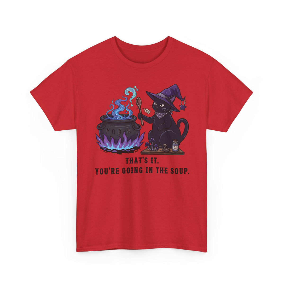 Black Cat “Purrfect Potion” Tee — Witchy Cat Graphic T-Shirt
