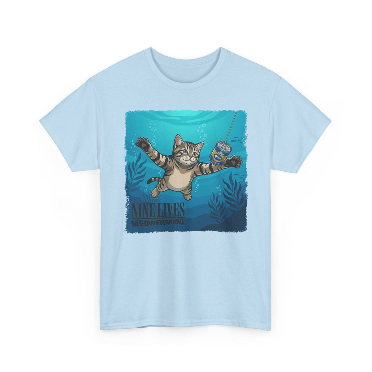 T-Shirt — 'Nine Lives' Diving Cat Graphic Tee
