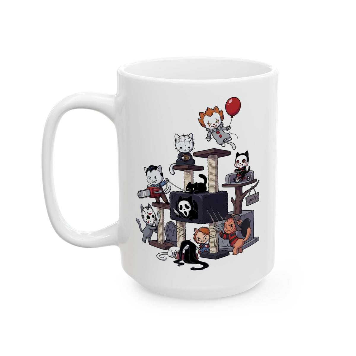 Horror Movie Cats T‑Mug — Cute Creepy Kitty Playground