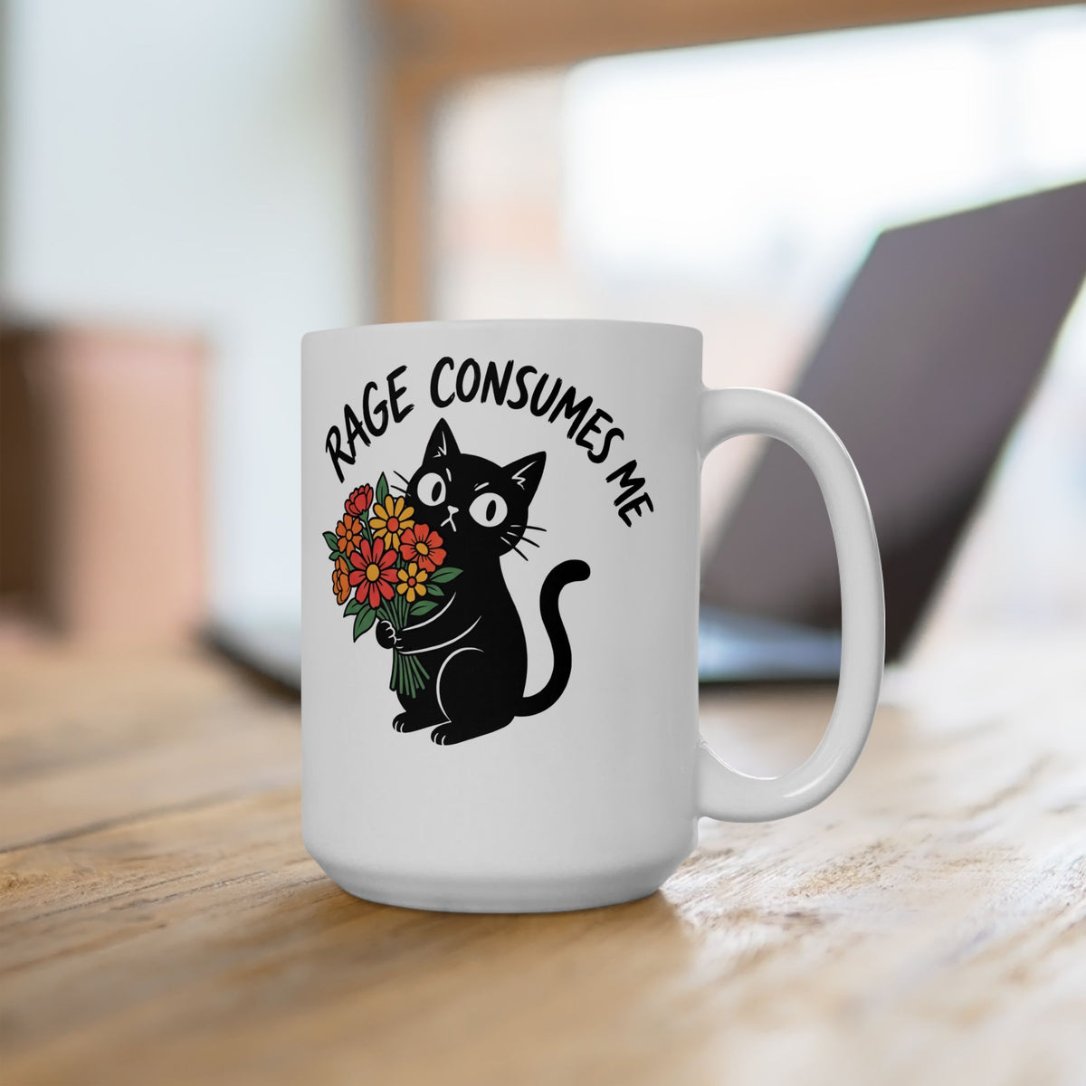 Rage Consumes Me Cat Ceramic Mug