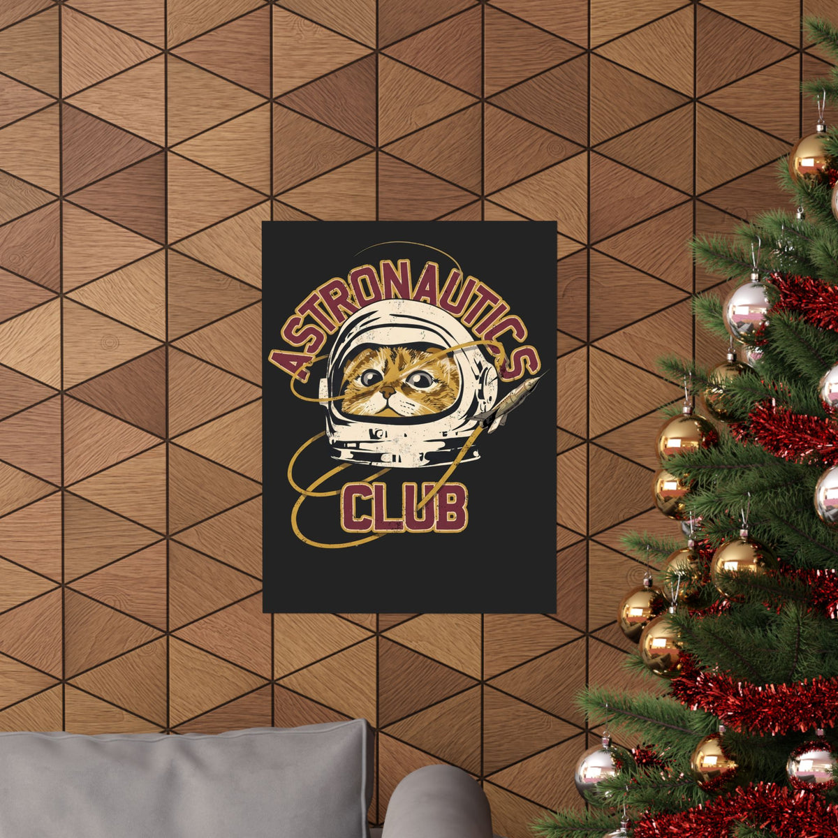Astronautics Club Poster — Retro Space Cat Astronaut Graphic Poster