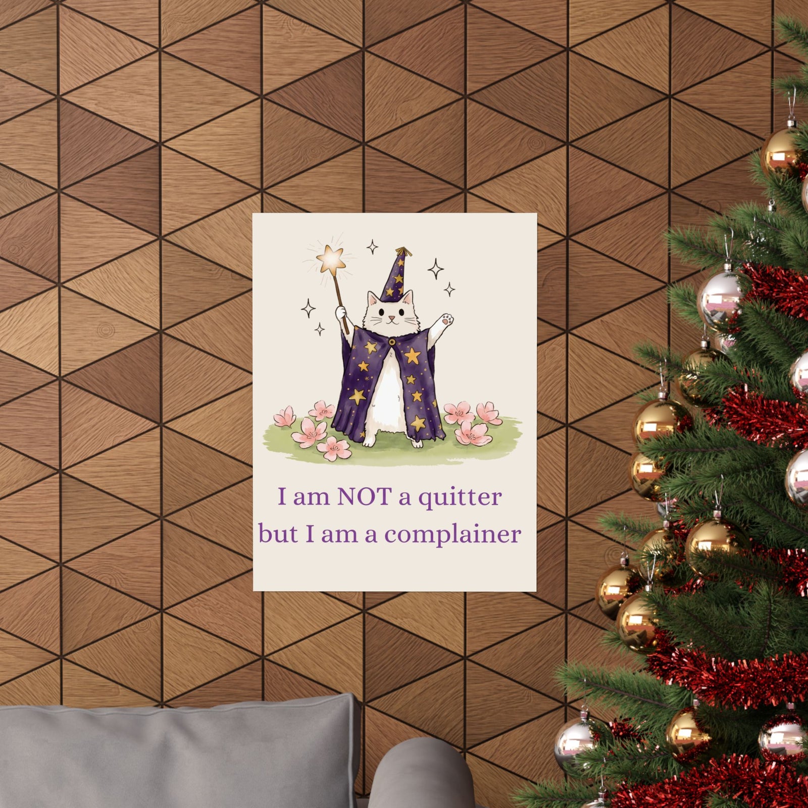 Funny Wizard Cat Poster — Whimsical Magical Feline Complainer Wall Art