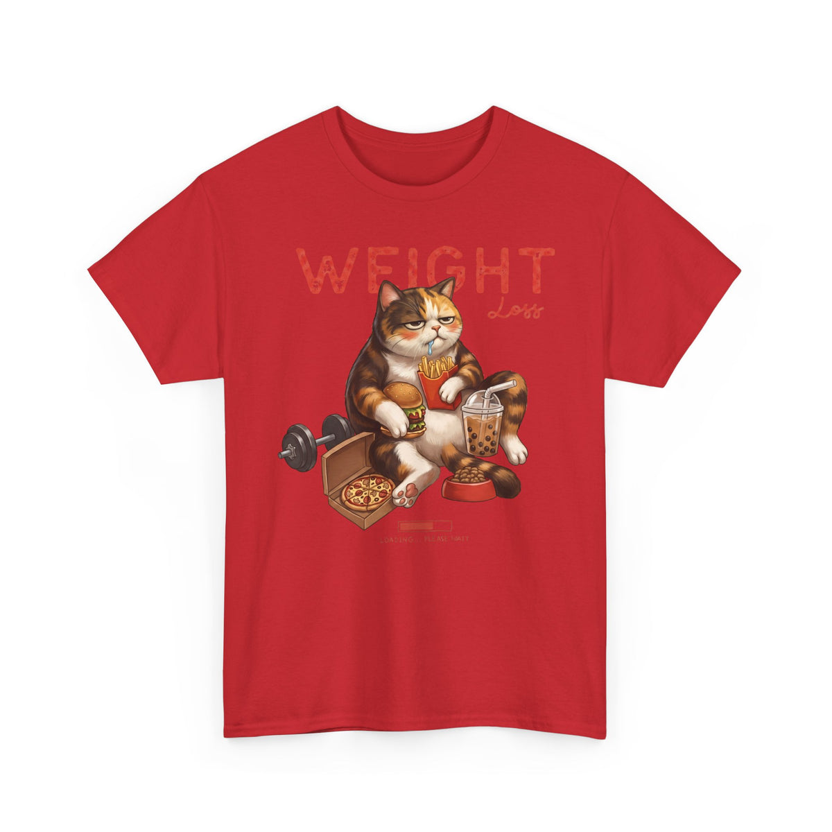Weight Loss Loading Funny Cat T-Shirt — Chubby Calico Junk Food Tee