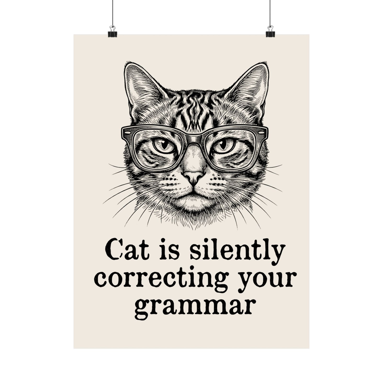 Cat Is Silently Correcting Your Grammar Poster — Funny Grammar Cat Poster