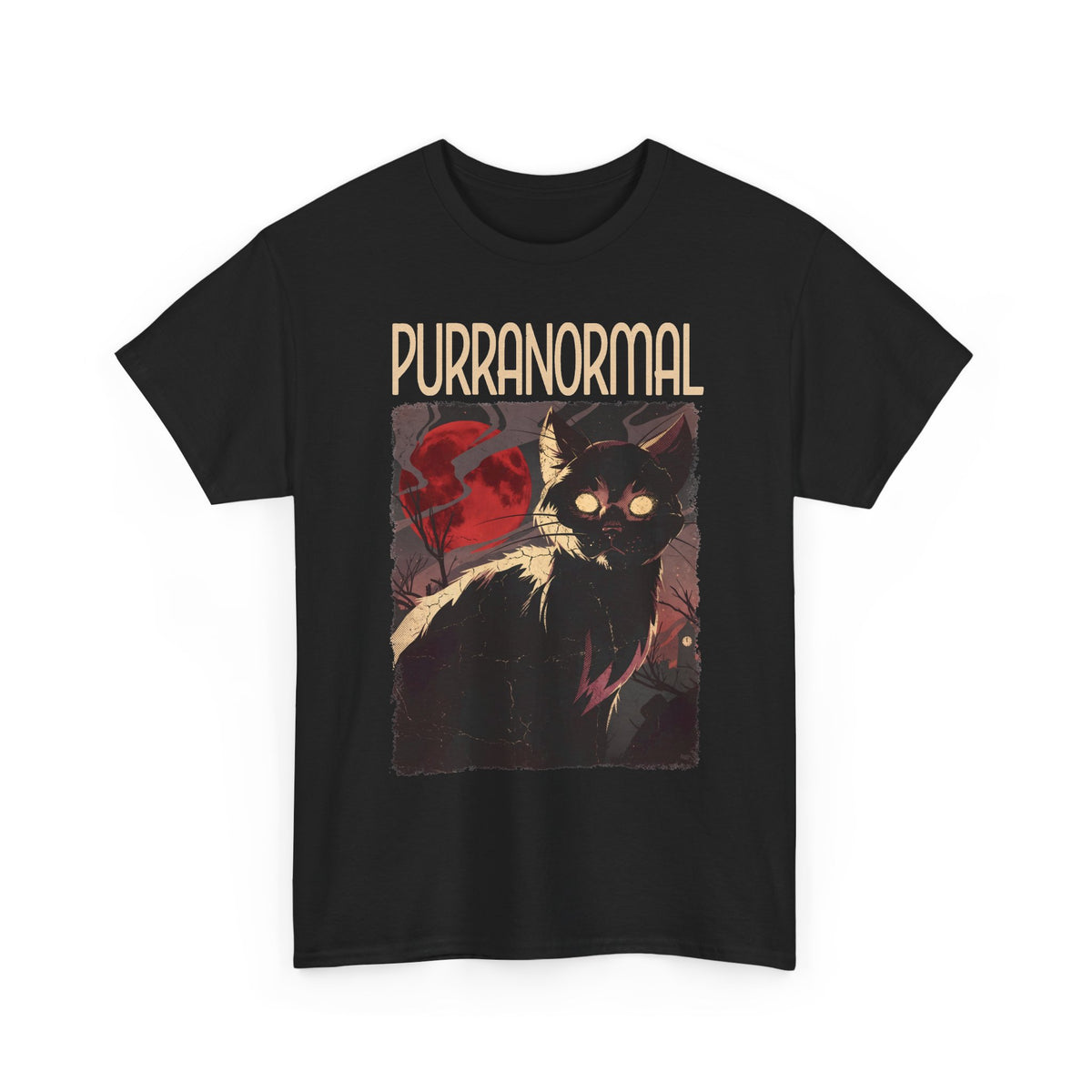 Purranormal Black Cat T-Shirt — Spooky Blood Moon Ghost Cat Tee
