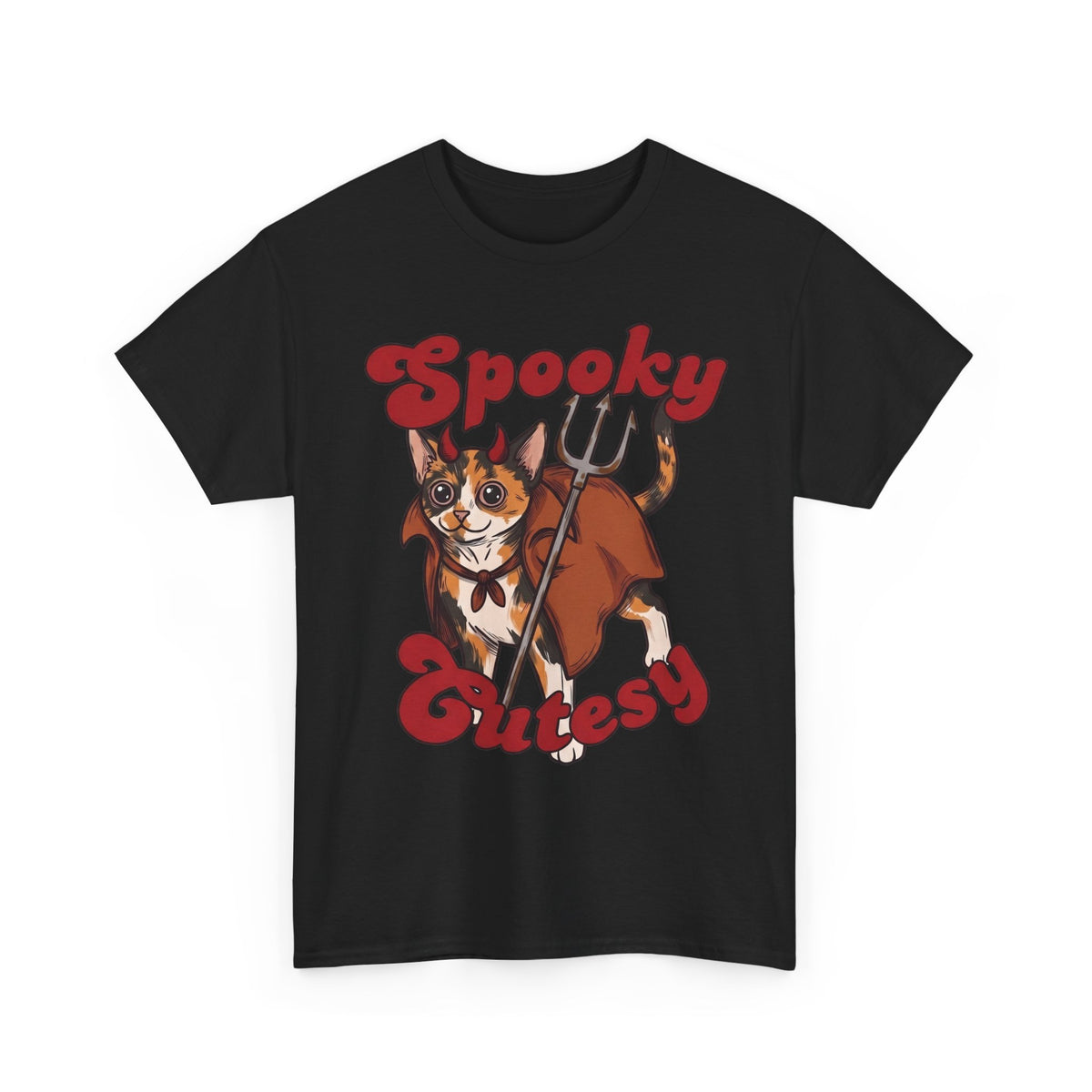 Spooky &amp; Cutesy Devil Calico Cat Shirt — Funny Cute Halloween T-Shirt