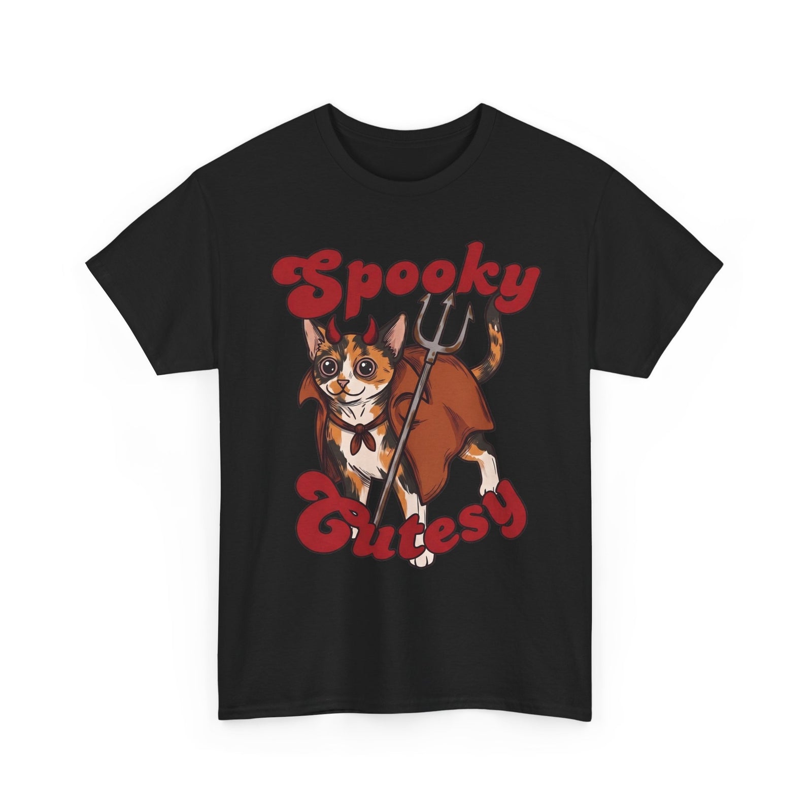 Spooky & Cutesy Devil Calico Cat Shirt — Funny Cute Halloween T-Shirt