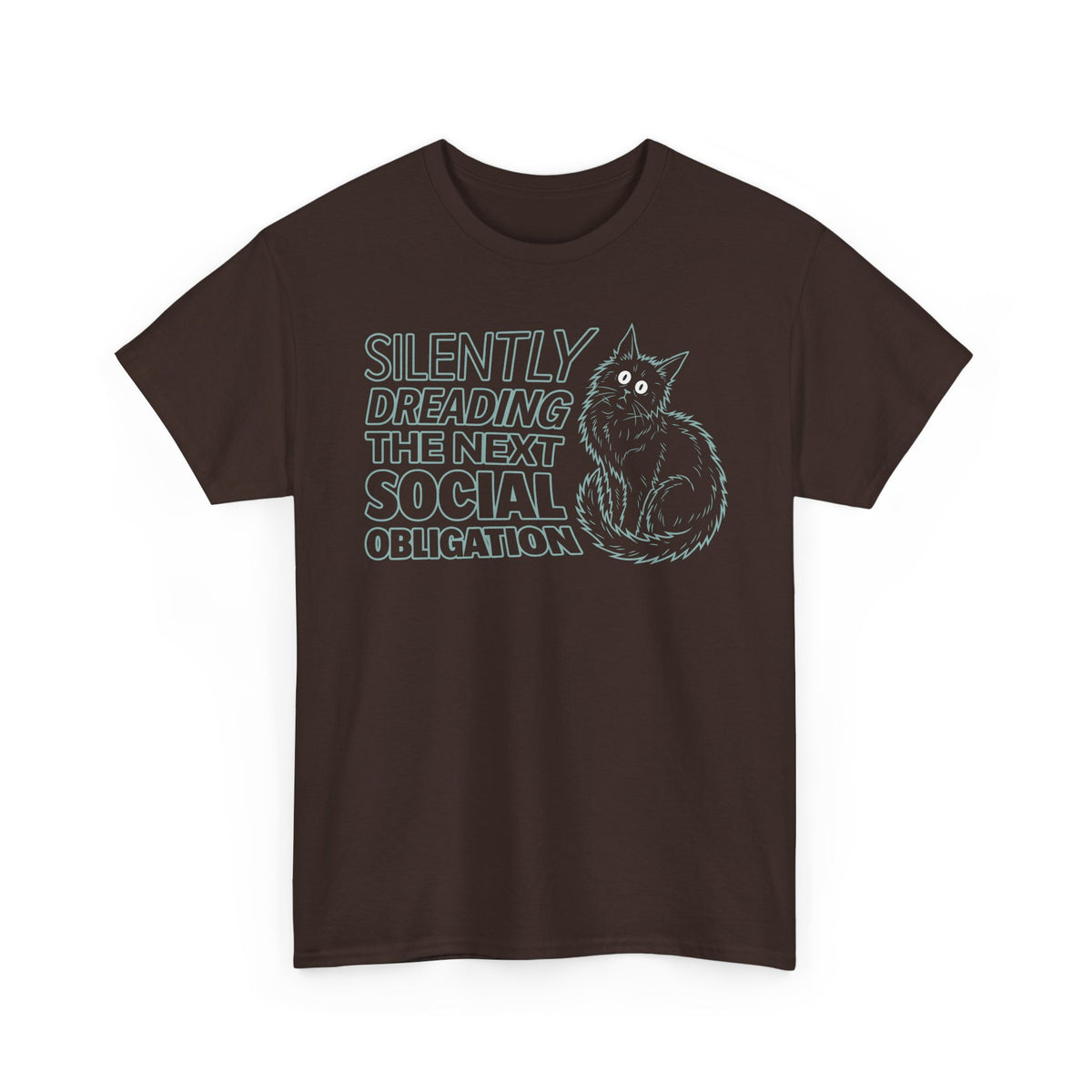 Introvert Cat T-Shirt — "Silently Dreading the Next Social Obligation"