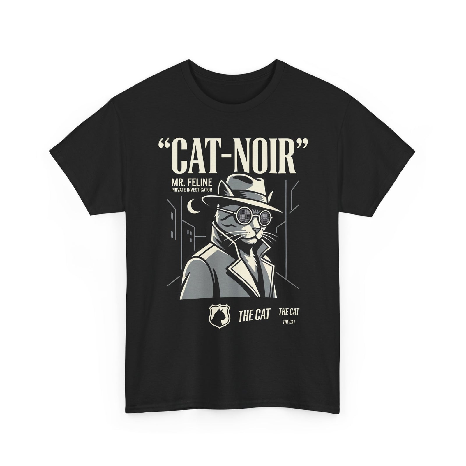 Detective Cat T-Shirt — Vintage Noir Graphic Tee