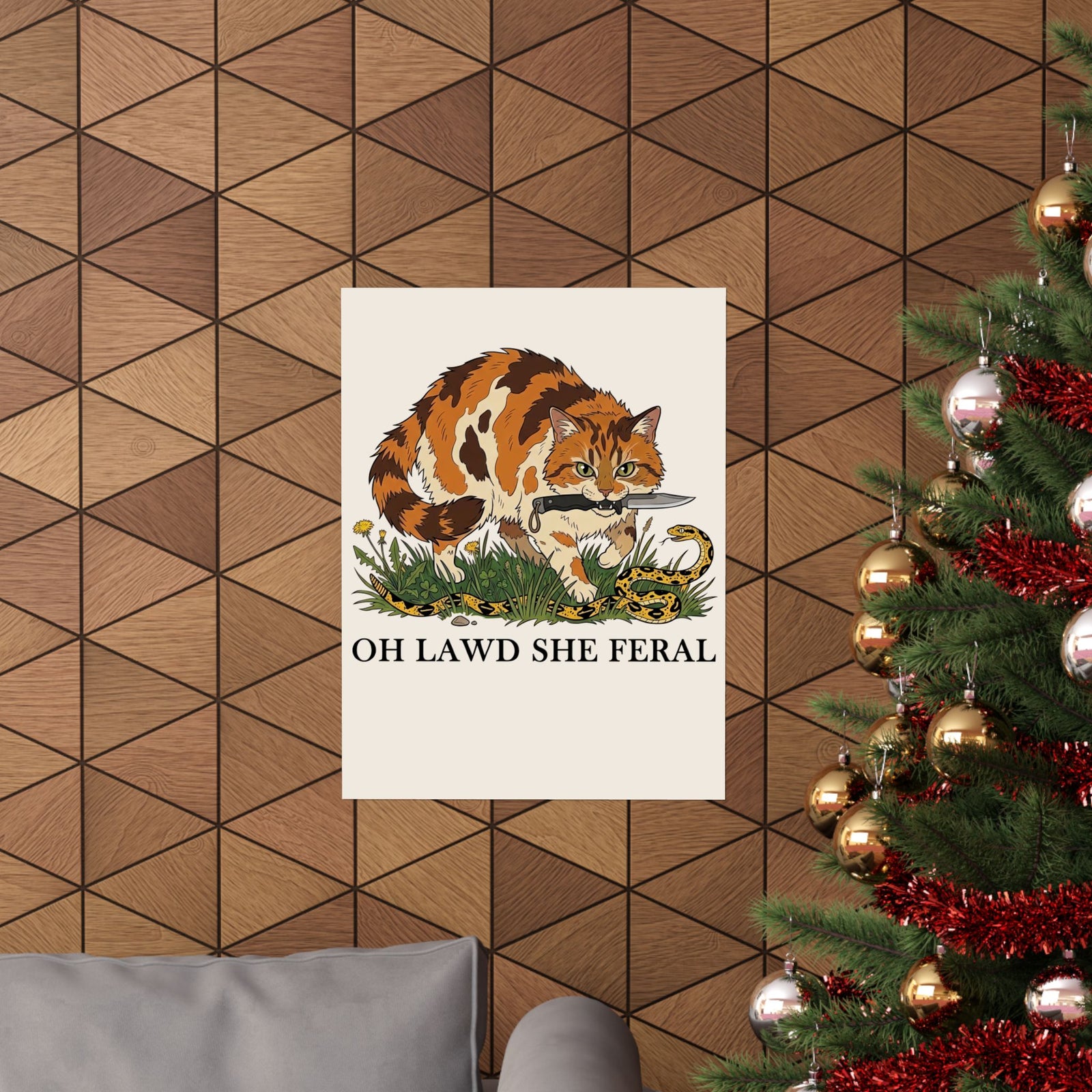 Feral Cats Poster — “Oh Lawd She Feral Cats!” Graphic Poster