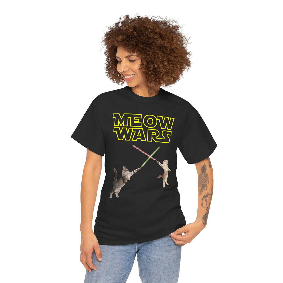 Meow Wars T-Shirt — Funny Cat Lightsaber Tee