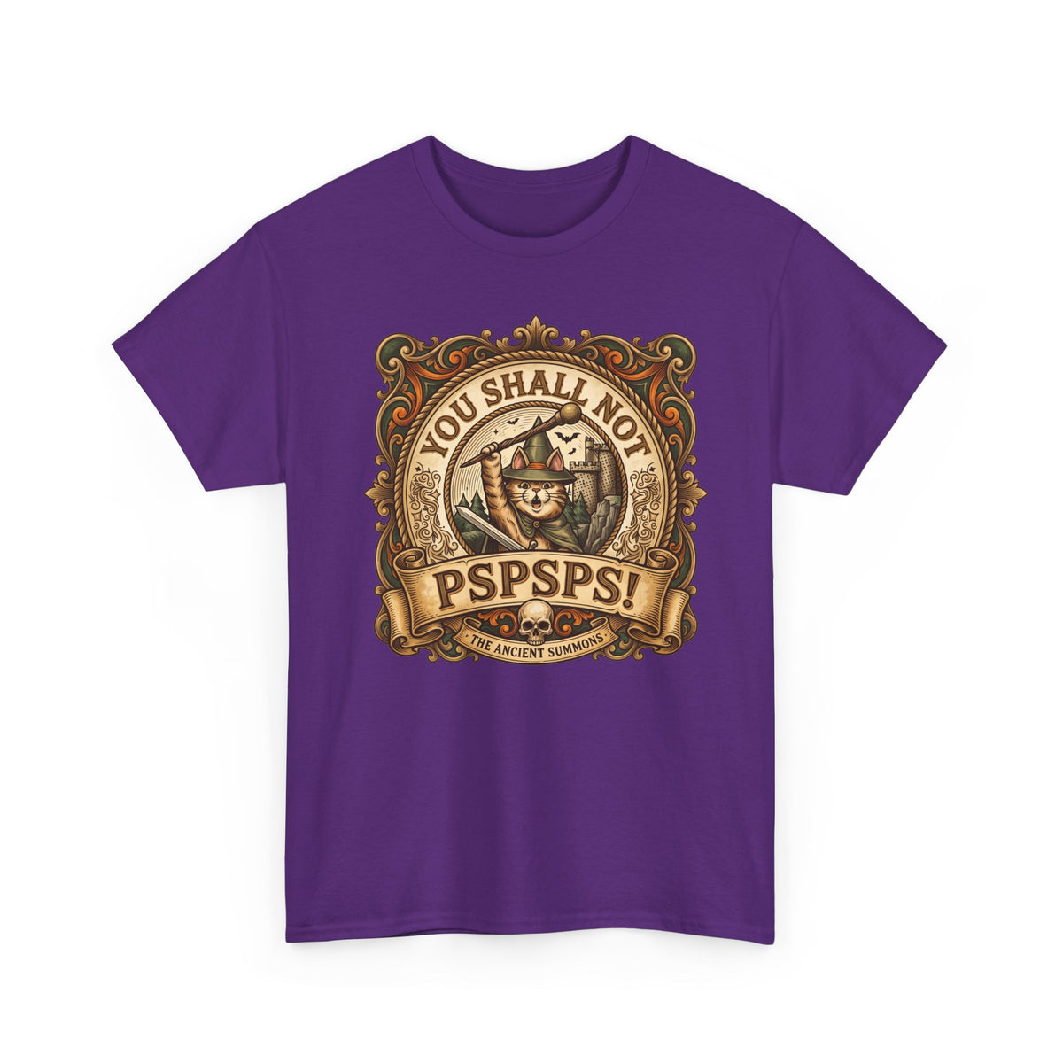 You Shall Not Pspsps Ancient Summons Cat Shirt — Fantasy Wizard T-Shirt