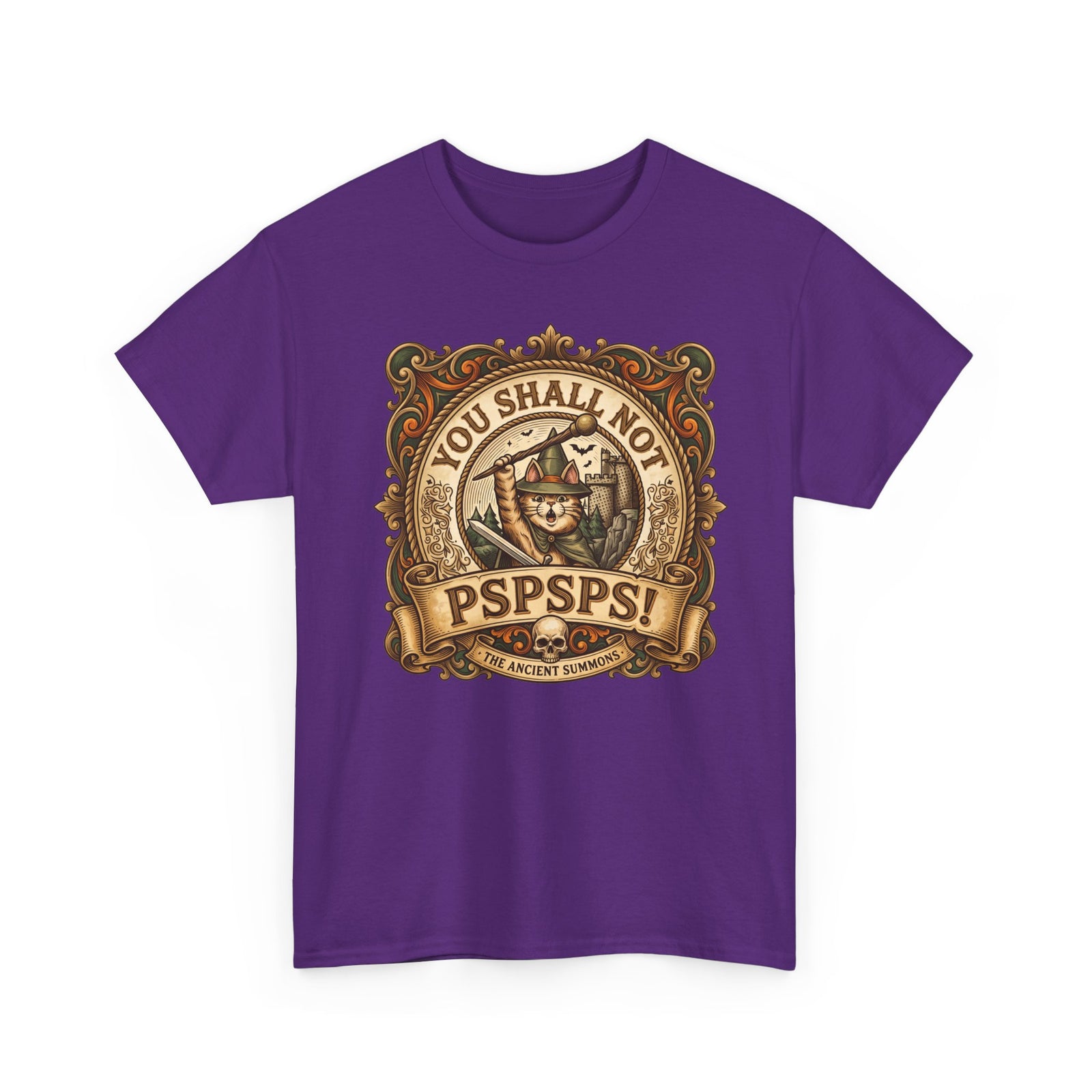 You Shall Not Pspsps Ancient Summons Cat Shirt — Fantasy Wizard T-Shirt