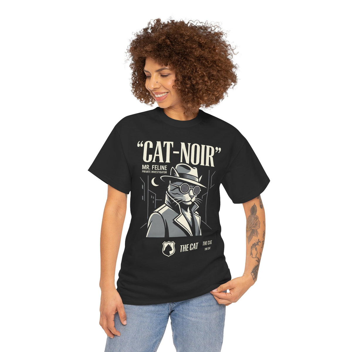 Detective Cat T-Shirt — Vintage Noir Graphic Tee