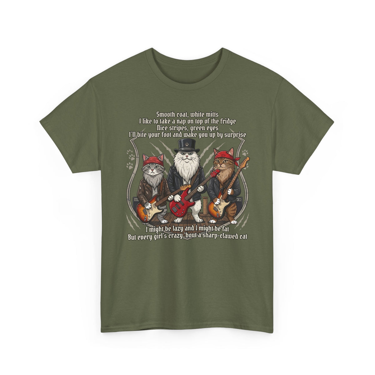 Cat Rock Band T‑Shirt — "I Might Be Lazy" Funny Guitar Cats Tee