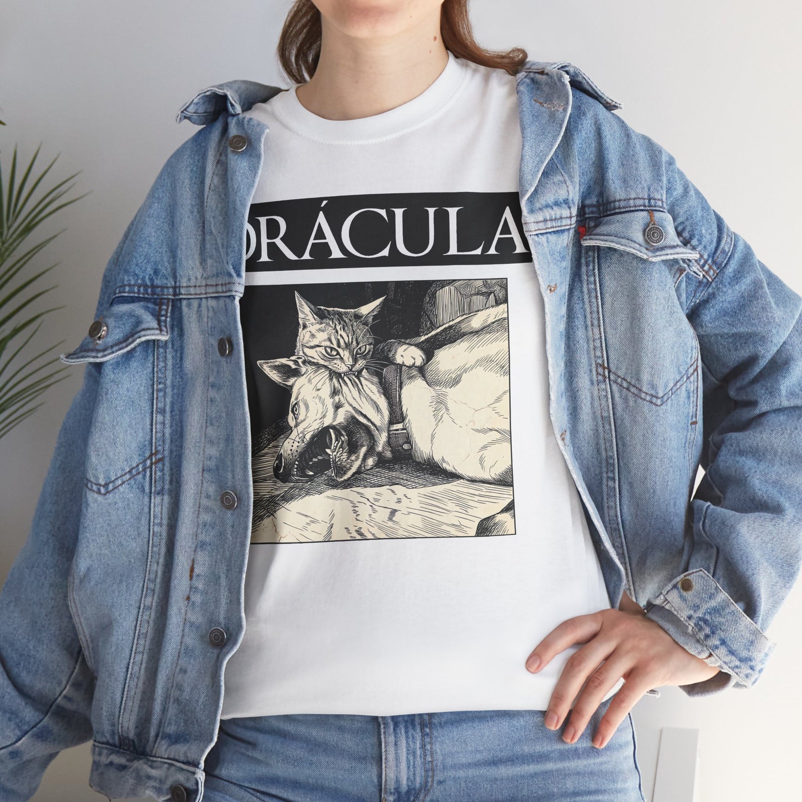 Dracula Cat Graphic Tee — Gothic Vintage Vampire Artwork T-Shirt