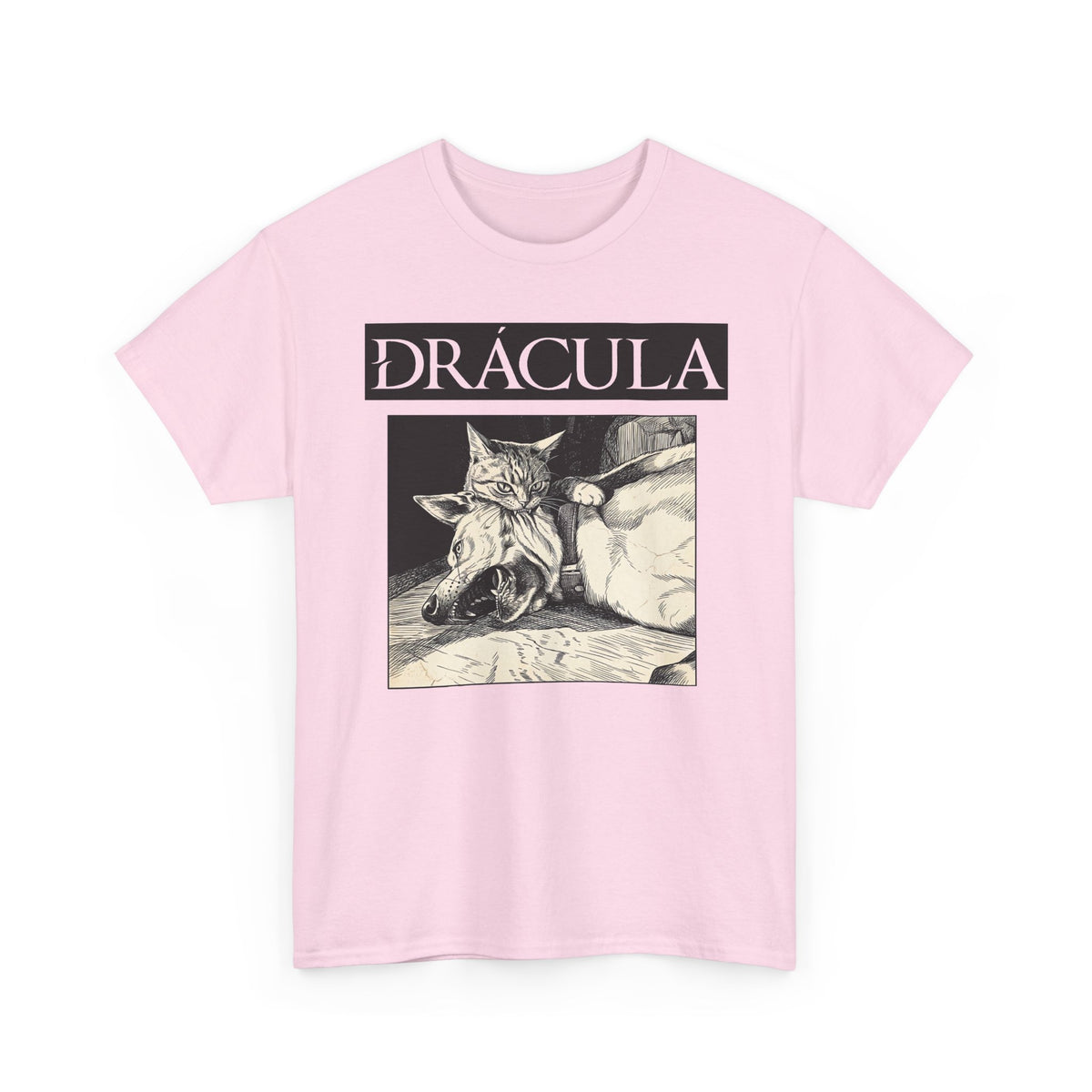 Dracula Cat Graphic Tee — Gothic Vintage Vampire Artwork T-Shirt