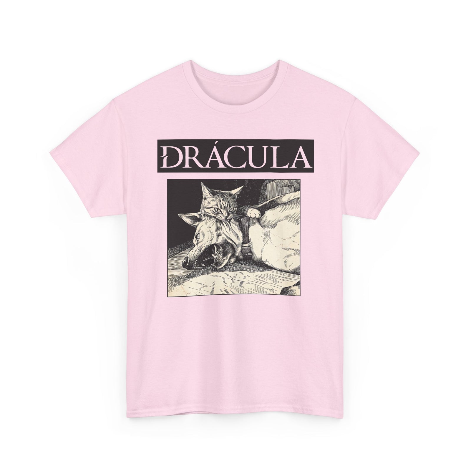 Dracula Cat Graphic Tee — Gothic Vintage Vampire Artwork T-Shirt