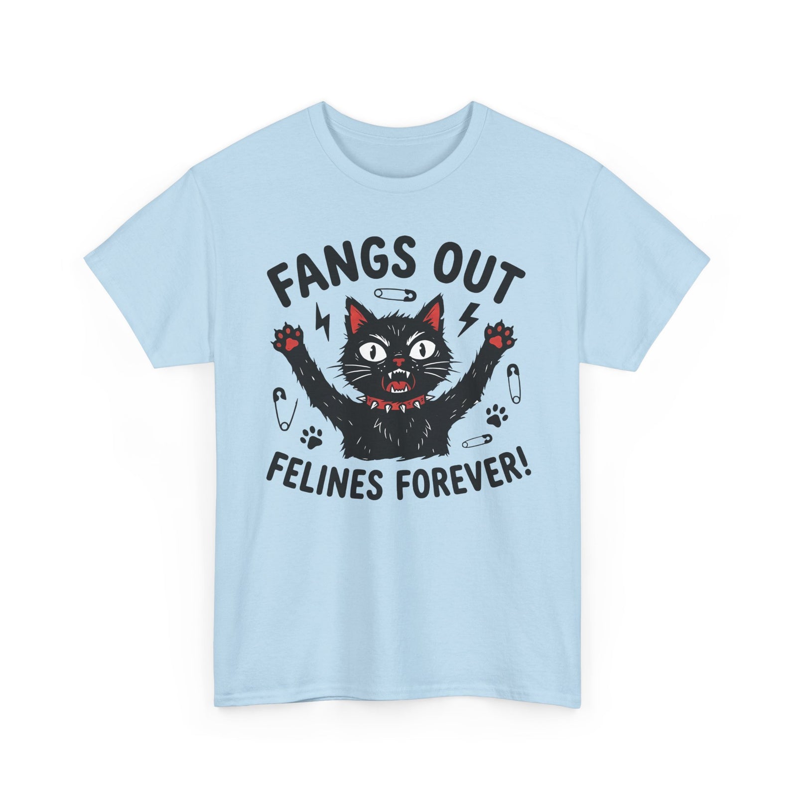 Fangs Out Felines Forever Tee — Cat Lover Graphic T‑Shirt