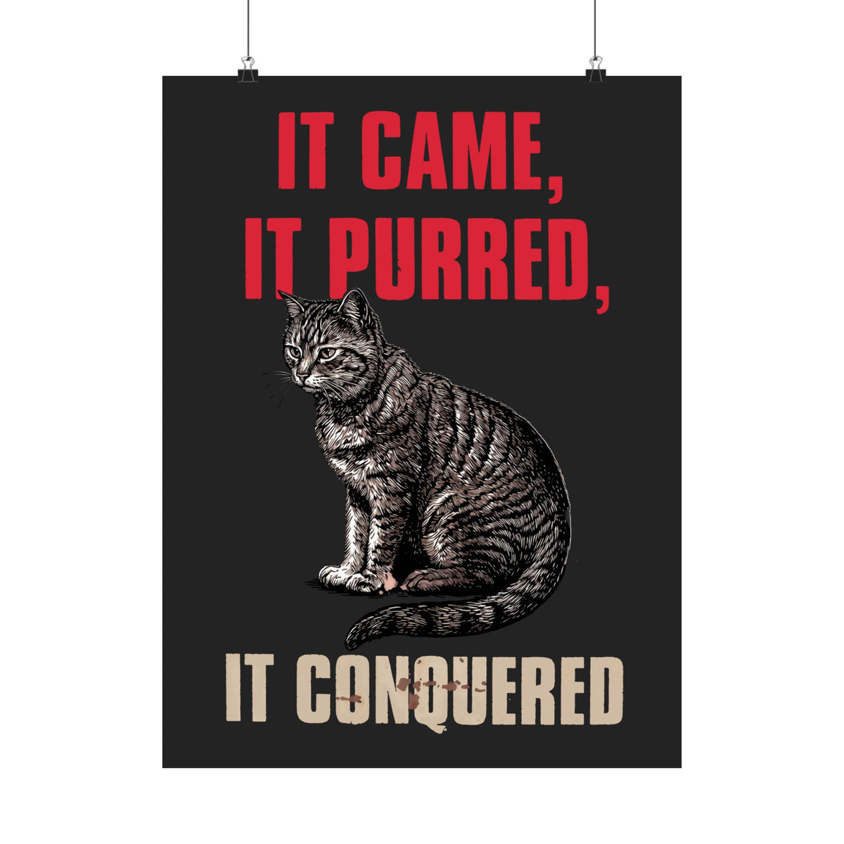 It Came It Purred It Conquered Poster — Funny Julius Caesar Cat Parody Poster