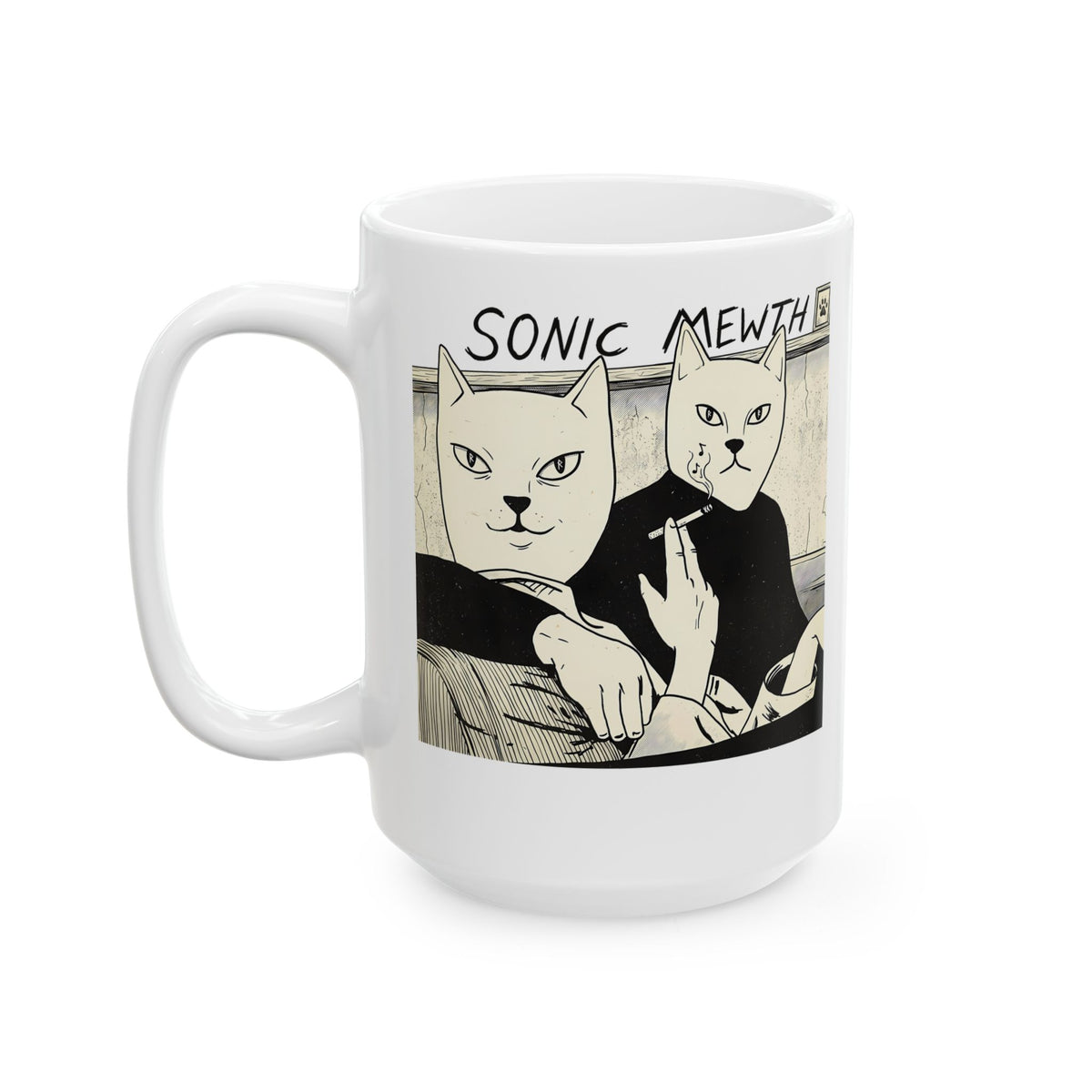 Funny Cat Parody Ceramic Mug — Cute Satirical Cat Mug