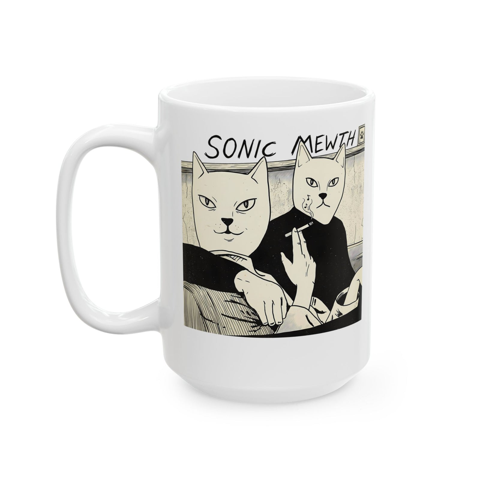 Funny Cat Parody Ceramic Mug — Cute Satirical Cat Mug